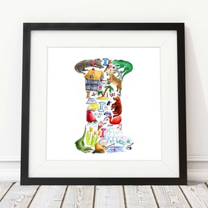 Carta que imprimo, decoración infantil, arte infantil, impresión abc, nuevo regalo de bebé, regalo de baby shower, letra de alfabeto I, regalo de ahijado