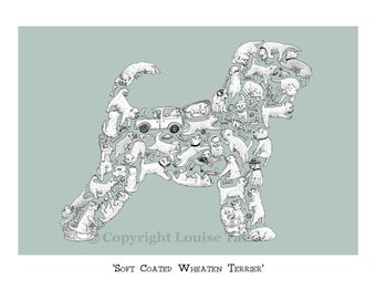 Soft Coated Wheaten Terrier Print, Dog Lover Art Print, Signed