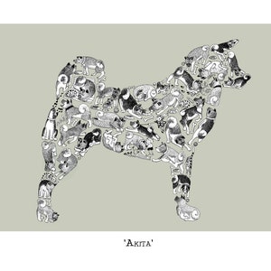 Akita Print, akita gifts, American Akita, illustration, akita drawing, home decor, wall art, akita, akita art print, dog breed