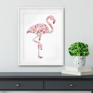 Flamingo print, nursery decor, nursery art, abc print, flamingo painting, bird print, flamingo lover gift, nursery prints, nursery wall art image 5