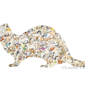 Ferret print, nursery decor, nursery art, abc print, animal print, Ferret art, ferret lover gift, nursery prints, nursery wall art,