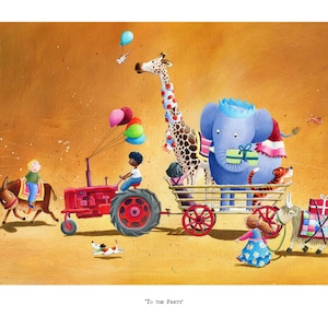Children's Art Signed, Limited Edition giclée print. ' To The Party' Small image 1