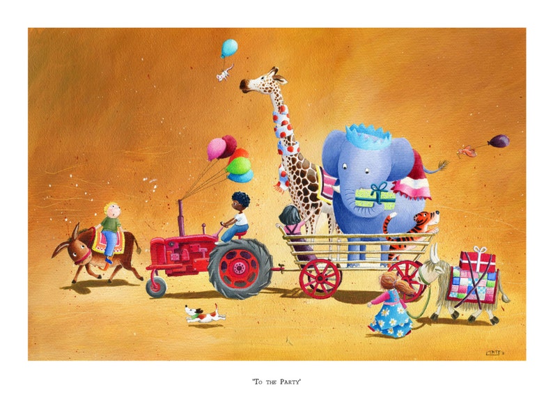 Children's Art Signed, Limited Edition giclée print. ' To The Party' Small image 1