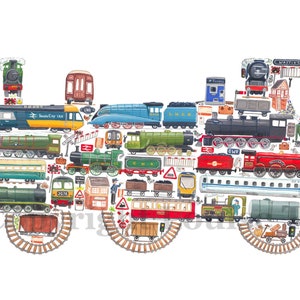 Train Print, decoración de vivero, nursery art, impresión abc, arte mural, impresiones infantiles, arte de la pared del vivero, arte de la pared del tren, trenes, arte de la máquina de vapor
