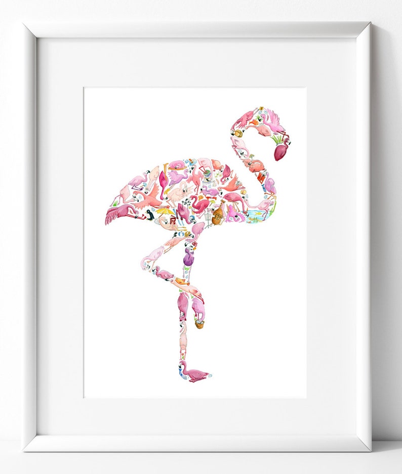 Flamingo print, nursery decor, nursery art, abc print, flamingo painting, bird print, flamingo lover gift, nursery prints, nursery wall art image 4