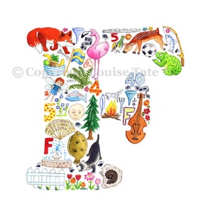 Letter F print, nursery decor, nursery art, abc print, new baby gift, baby shower gift, alphabet letter F, godchild gift image 2