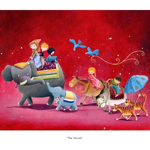 Kinderzimmer Kunst, Illustration, Elefanten, Wandkunst, Kinderzimmer Dekor, Pferdemalerei