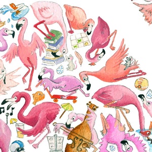 Flamingo print, nursery decor, nursery art, abc print, flamingo painting, bird print, flamingo lover gift, nursery prints, nursery wall art image 3