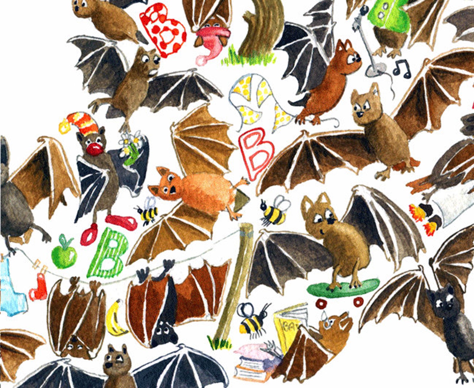 Bat Print, Nursery Decor, Nursery Print, Abc Print, Bat Lover Gift, Bat