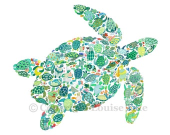 Turtle Print, nursery decor, nursery print, abc print, turtle lover gift, turtle drawing, nursery prints, nursery wall art, turtle wall art