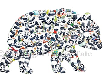 Panda Print, nursery decor, nursery print, abc print, panda lover gift, panda drawing, nursery prints, nursery wall art, panda wall art