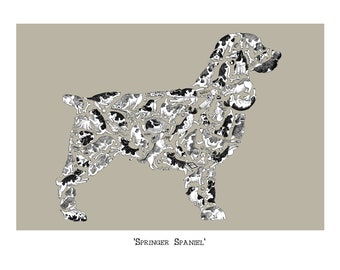 Springer Spaniel Print (docked) , Dog Lover Art Print, Signed