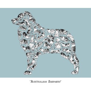 Australian Shepherd Print, Dog Lover Art Print , Signed