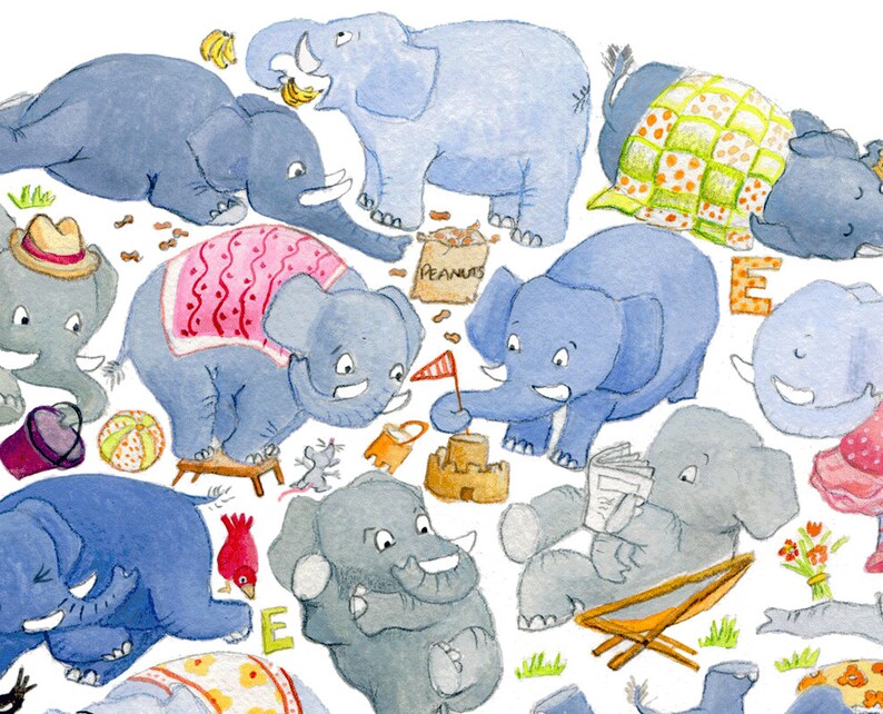 Elephant Print Nursery Decor Nursery Art Abc Print Etsy