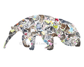 Anteater Print, nursery decor, nursery print, abc print, anteater drawing, nursery prints, nursery wall art, anteater wall art, animal print