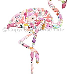 Flamingo print, nursery decor, nursery art, abc print, flamingo painting, bird print, flamingo lover gift, nursery prints, nursery wall art image 1