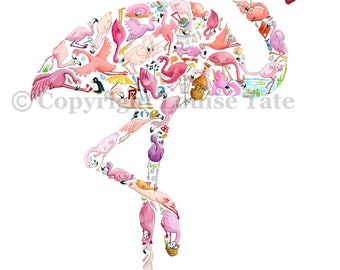 Imprimé flamingo, décor de pépinière, art de pépinière, impression d’abc, peinture de flamant rose, impression d’oiseau, cadeau d’amoureux de flamant rose, impressions de pépinière, art de mur de pépinière