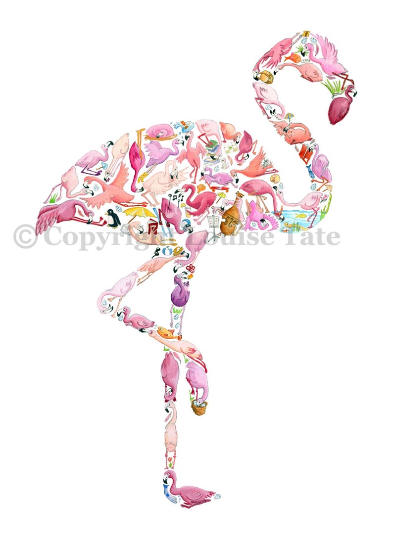 Flamingo print, nursery decor, nursery art, abc print, flamingo painting, bird print, flamingo lover gift, nursery prints, nursery wall art image 1