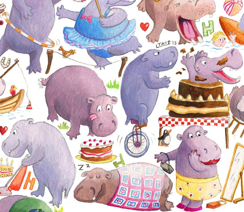Hippo Print Nursery Decor Nursery Art Abc Print Nursery Etsy