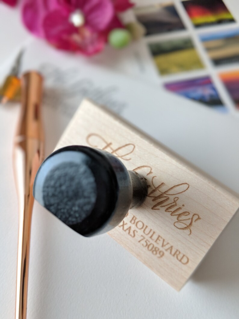 Custom Calligraphy Address Stamp Etsy