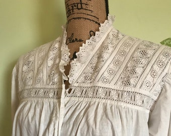 Exquisite Edwardian Lace Chemise Nightgown - Antique Lingerie, Size M
