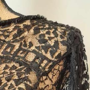Vintage 1920s Black Lace and Beaded Dress for Restoration