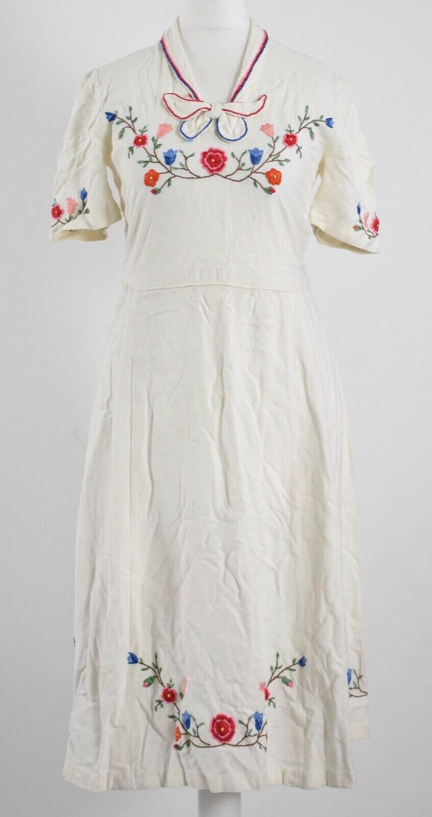 Image of S Vintage Hand Embroidered Dress. Uk -, Eu -, Us -, S