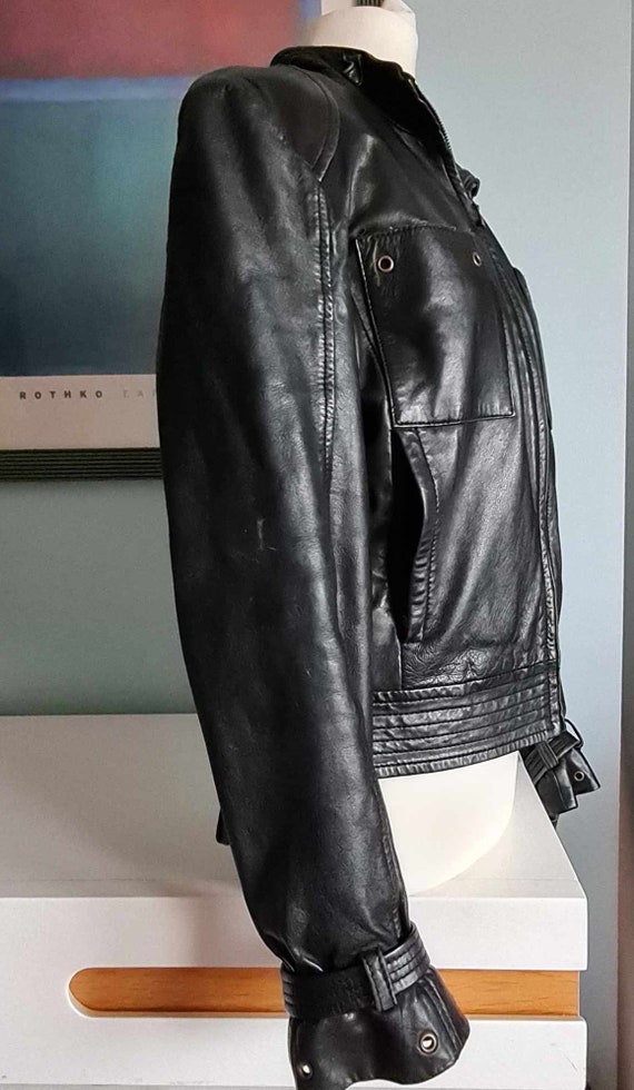 Vintage Womens Black Leather Motorcycle Jacket M … - image 2