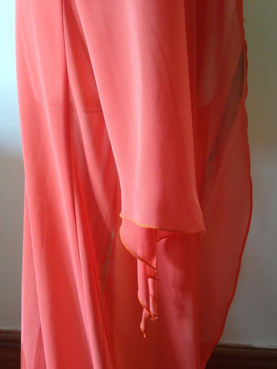 Vintage Super Glam Peignoir, Sheer Orange Duster,… - image 8