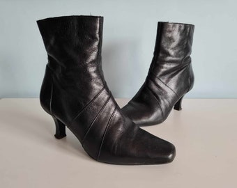 Black Faux Leather Ankle Boots Made in Brazil EU 38 UK 5