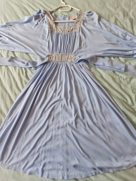 Vintage Dreamy 1970s Midi Prairie Dress/Baby Blue… - image 2