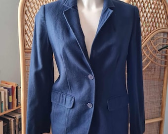 Vintage Pendleton Wool Blazer: Fitted Royal Blue Jacket, Made in USA (Size S/US 6)