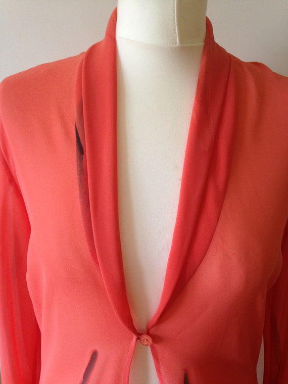 Vintage Super Glam Peignoir, Sheer Orange Duster,… - image 2