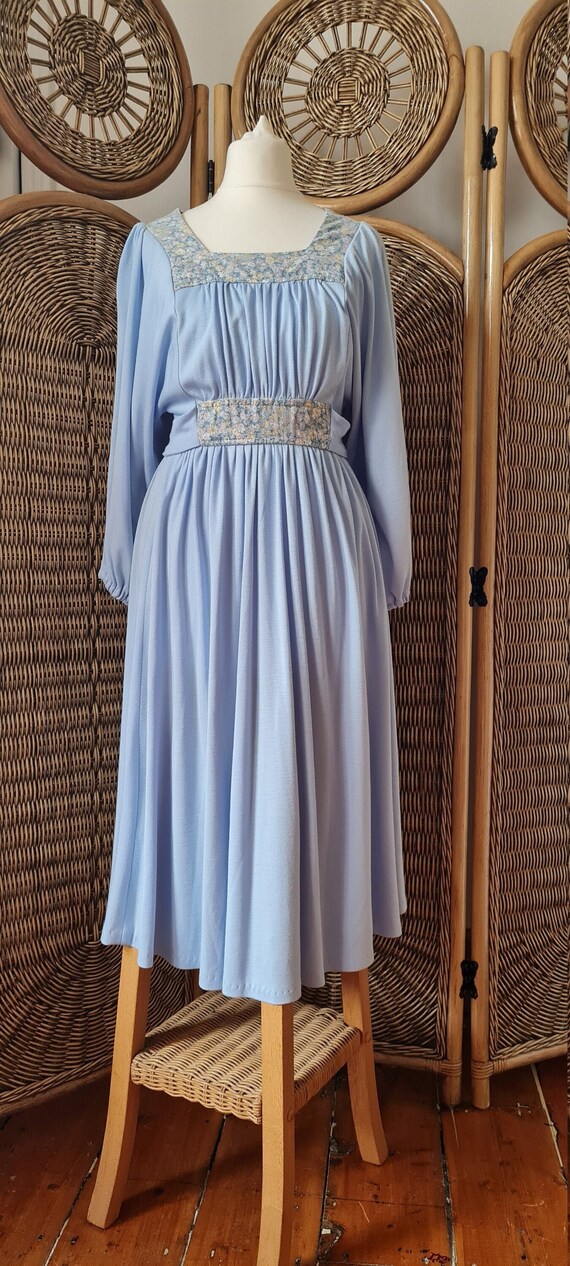 Vintage Dreamy 1970s Midi Prairie Dress/Baby Blue… - image 6