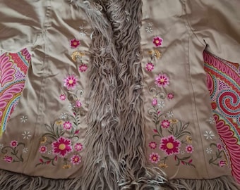 Cute Mini Me Toddler&#39;s Faux Afghan Coat Kid&#39;s Boho Coat Faux Suede Embroidered Flower Power Fleece H and M Age 1-2