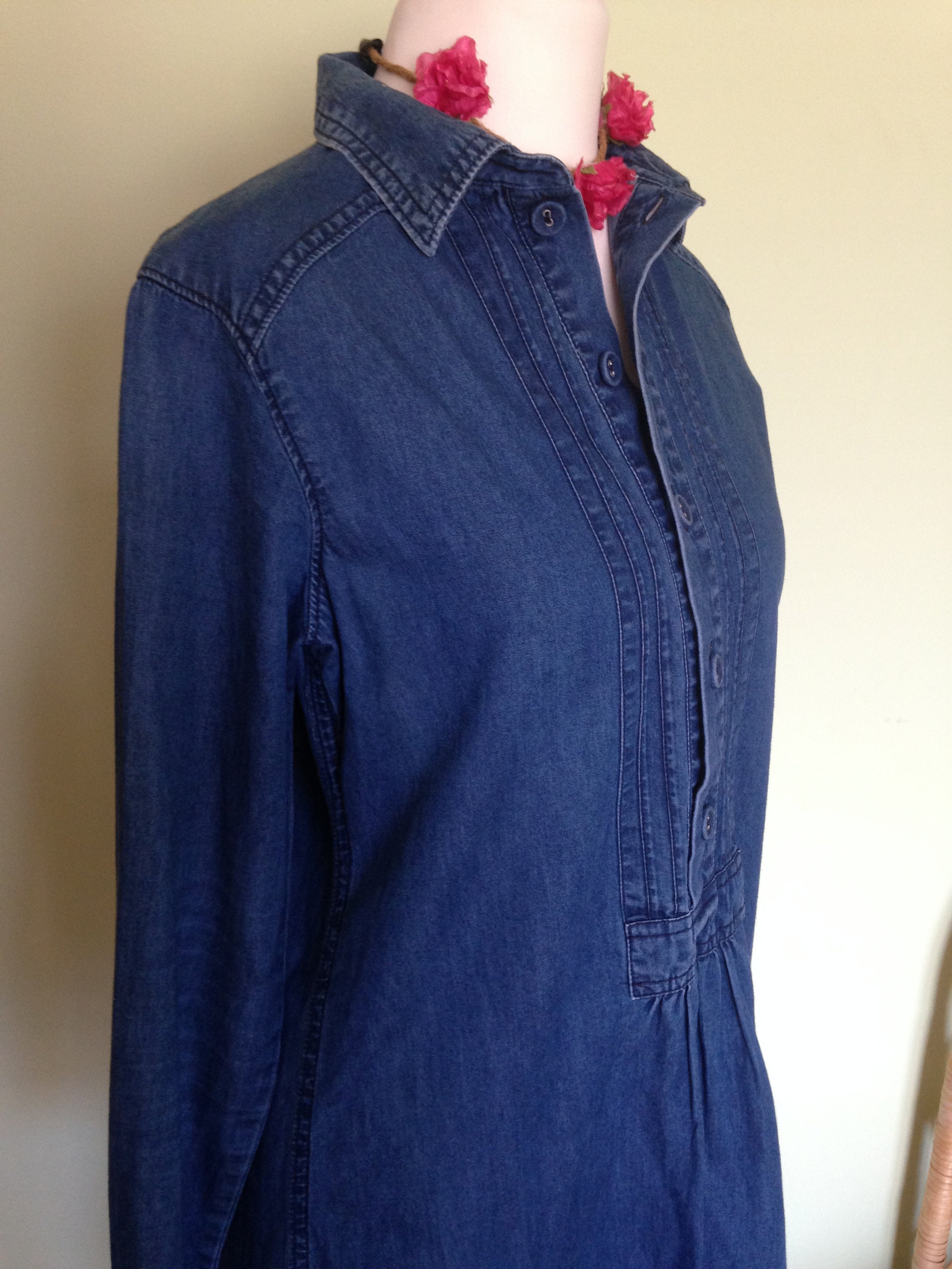 Image of Cute Indigo Denim Dress// Vintage Gap// Indigo Tunic Dress//Workwear//Utilitarian Xs, Uk , Eu , Us