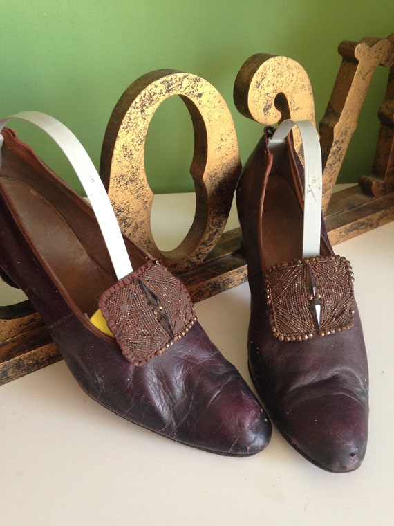 Antique Edwardian shoes, Vintage 1920s leather sho