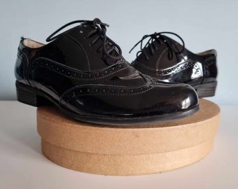Chaussures à lacets noires en cuir verni Clarks Narrative UK 5 EU 38 As Seen