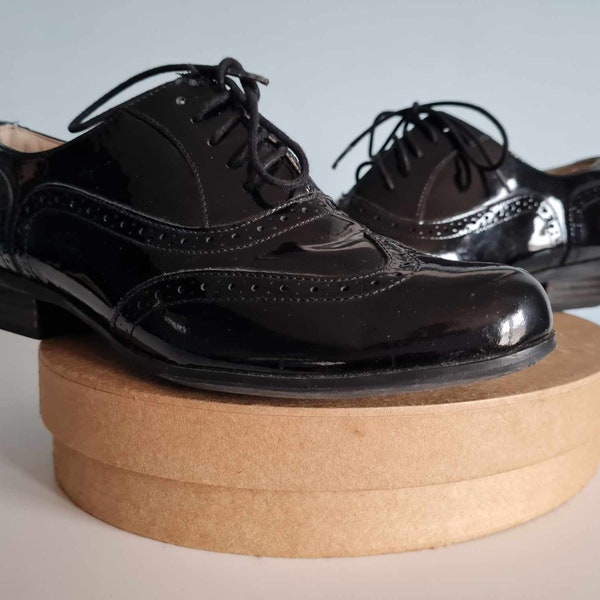 Black Patent Leather Lace ups Oxfords Clarks Narrative UK 5 EU 38 As Seen