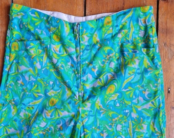 Dreamy Vintage 60s Psych Mod Gogo Cotton Trousers Fab Gear XXS W 26 ins Hips 32 ins Cropped Length