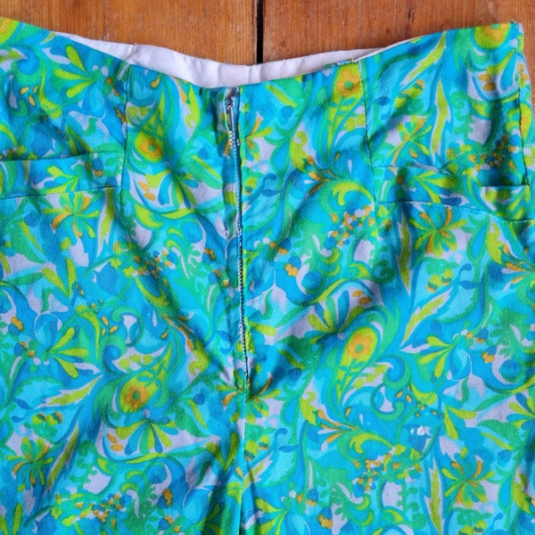 Pantalones de algodón Dreamy Vintage 60s Psych Mod Gogo Fab Gear XXS W 26 ins Hips 32 ins Longitud recortada