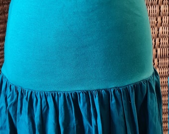 Turquoise Tiered Maxi Goddess Skirt, Made in India, Size M