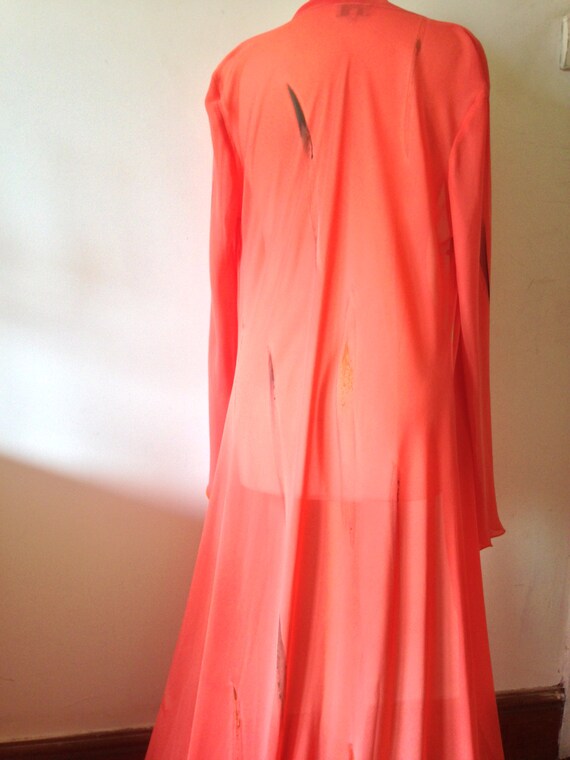 Vintage Super Glam Peignoir, Sheer Orange Duster,… - image 4