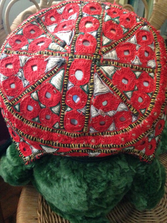 Vintage Afghani mirrored tribal skull cap child's… - image 2