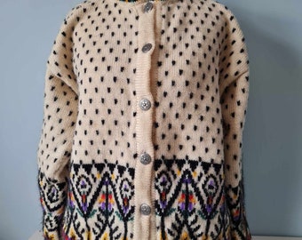 Vintage Pure Wool Dale of Norway Cardigan/Chunky Scandi Knit Size M