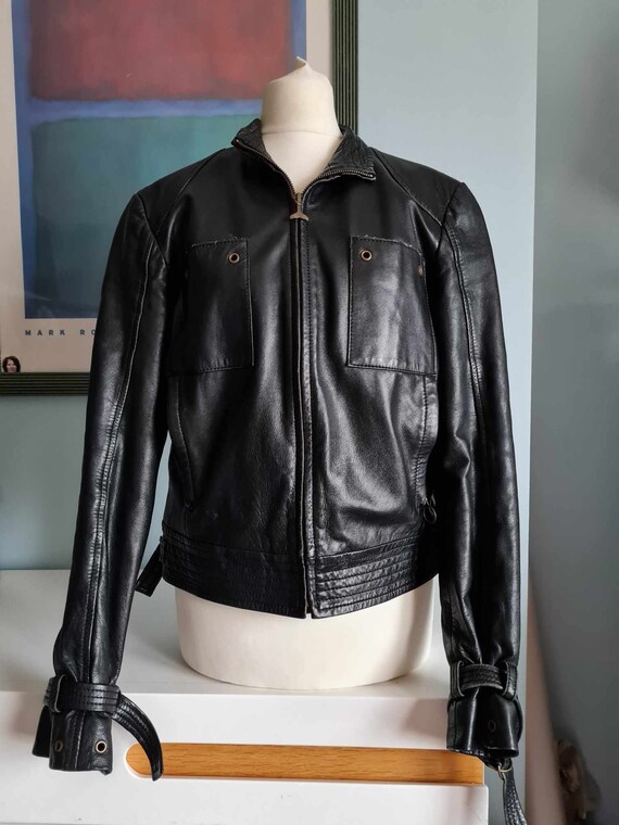 Vintage Womens Black Leather Motorcycle Jacket M … - image 3