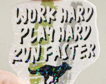 Sticker, Dog Training, Work Hard, Run Faster, FastCat, Lure Coursing, Handmade, Vinyl, Indoor Stickers, dog training