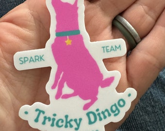 Sticker, Tricky Dingo Spark Team, dmwyd, dog training, trick training