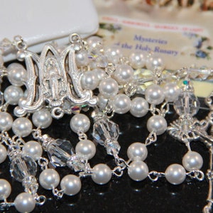 Catholic Swarovski Crystal and Pearl Rosary