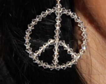 Swarovski Crystal Peace Sign Earrings